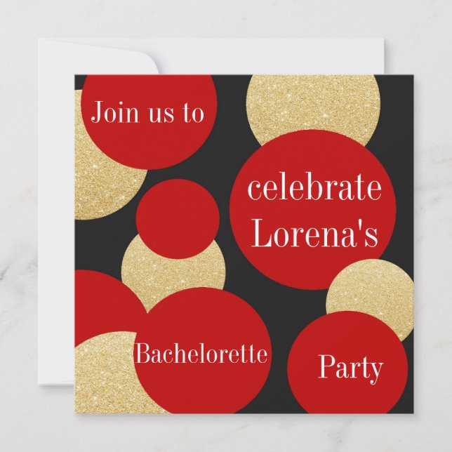 Invitación Moda Femenina Purpurina Rojo Fiesta de Bachelorett (Anverso)