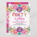 Invitación Moda Fiesta Cuarenta y Fabulosa Mujer 40 cumpleaño<br><div class="desc">Fiesta 40th Birthday Invitation Presenta una vibrante decoración de acuarela de inspiración mexicana y un colorido confetti</div>