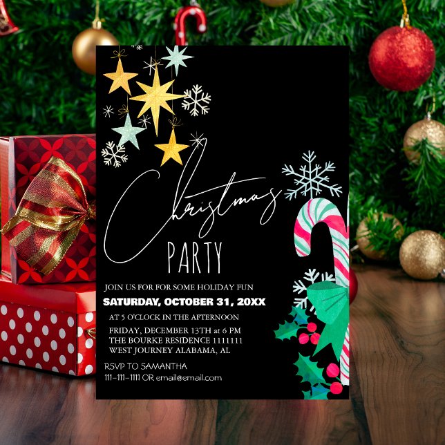 Invitación Moda Fiesta de Navidades de guiones elegantes (Subido por el creador)