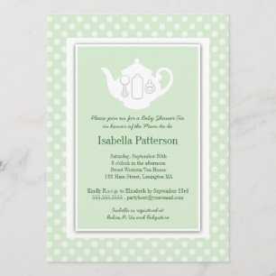 Invitación Moda Fiesta de té Baby Shower de Teapot Blanco