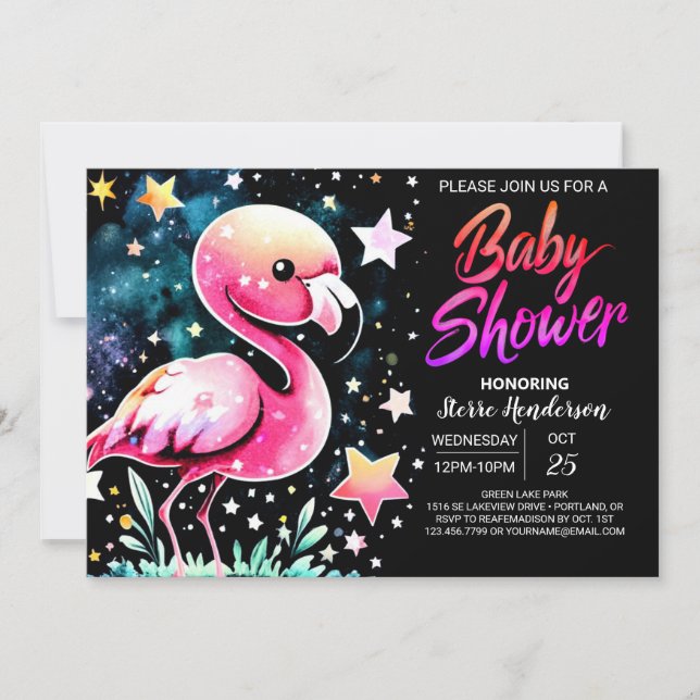 Invitación Moda Flamingo Baby Shower (Anverso)