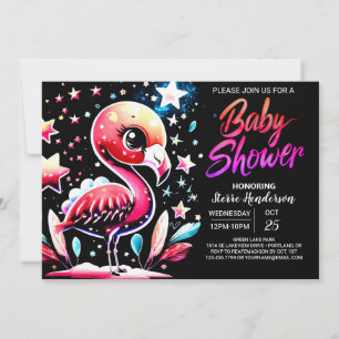Invitación Moda Flamingo Baby Shower editable