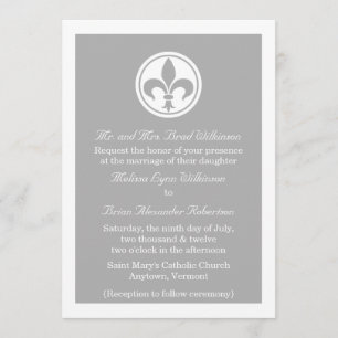 Invitación Moda Fleur De Lis Wedding Invite, Gris