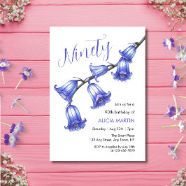 Invitación Moda Flor azul Flor 90º cumpleaños