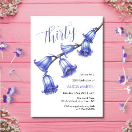 Invitación Moda Flor azul Flor Flor 30 cumpleaños