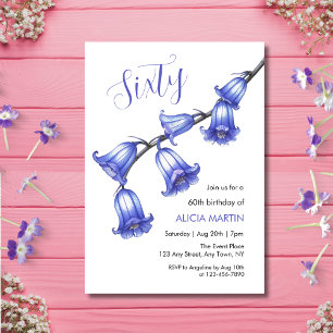 Invitación Moda Flor azul Flor Flor 60º cumpleaños