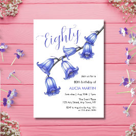 Invitación Moda Flor azul Flor Flor 80º cumpleaños
