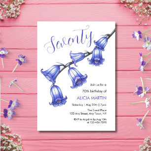Invitación Moda Flor Azul Flor Florencia 70 cumpleaños