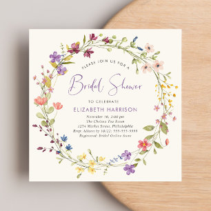 Invitación Moda Flor silvestre acuarela Cream Bridal Shower