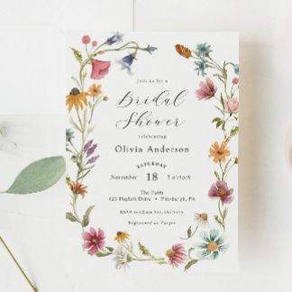 Invitación Moda Flor silvestre ducha de novia