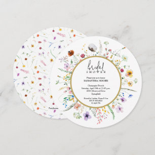 Invitación Moda Flor silvestre ducha de novia redonda