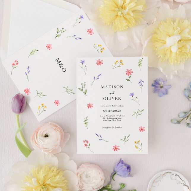 Invitación Moda Flor silvestre Floral Foliage Boda acuarela (Subido por el creador)