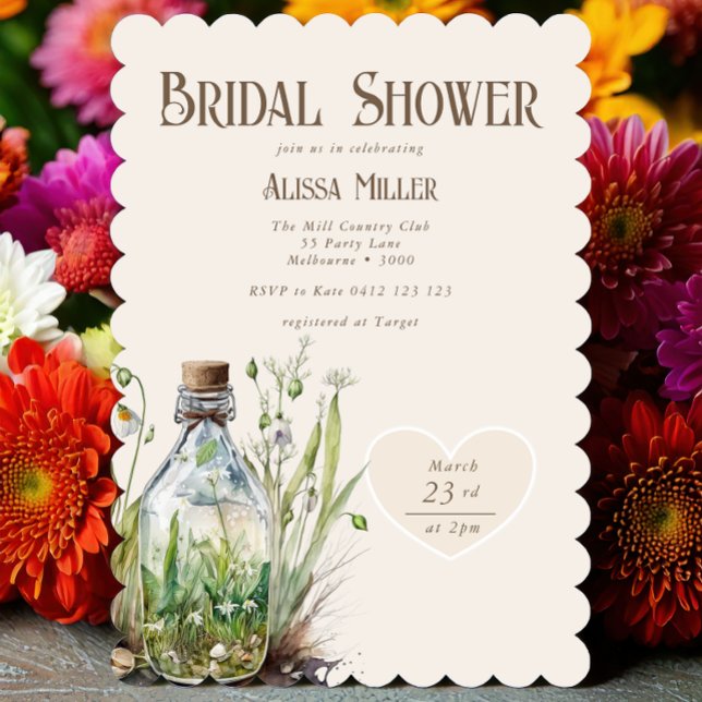 Invitación Moda Flor silvestre Mason Jar Tan Bridal Shower In (Subido por el creador)
