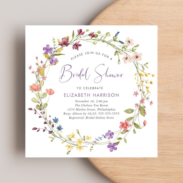 Invitación Moda Flor silvestre Watercolor Bridal Shower (Subido por el creador)