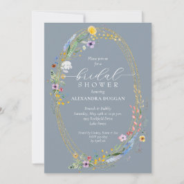 Invitación Moda Flor silvestre Wreath Dusty Blue Bridal Showe