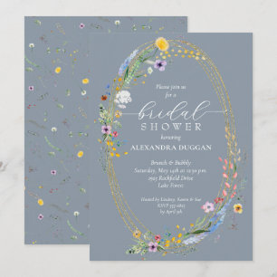 Invitación Moda Flor silvestre Wreath Dusty Blue Bridal Showe