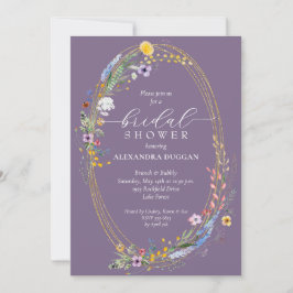 Invitación Moda Flor silvestre Wreath Purple Bridal Shower