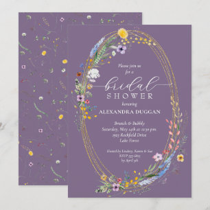Invitación Moda Flor silvestre Wreath Purple Bridal Shower