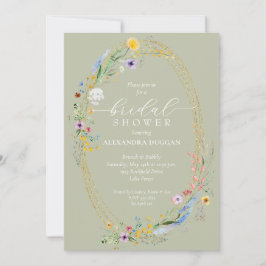 Invitación Moda Flor silvestre Wreath Sage Green Bridal Showe