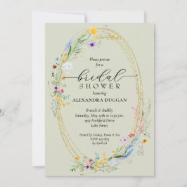 Invitación Moda Flor silvestre Wreath Sage Green Bridal Showe