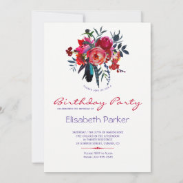 Invitación Moda floral acuarela ramo fiesta de cumpleaños