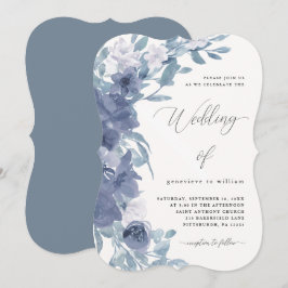 Invitación Moda Floral azul turquesa con Boda caligráfico