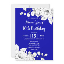 Moda Floral Blanca Azul Real 16 cumpleaños