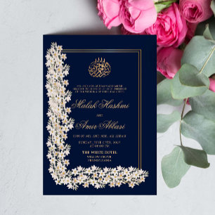 Invitación Moda floral blanca de la marina Boda musulmana isl