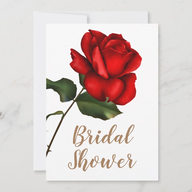 Invitación Moda Floral Blanca Rosa Rojo Elegante Ducha Bridal (Reverso)