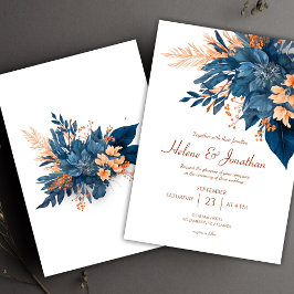 Invitación Moda floral Boda de óxido índigo