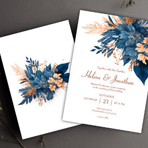 Invitación Moda floral Boda de óxido índigo