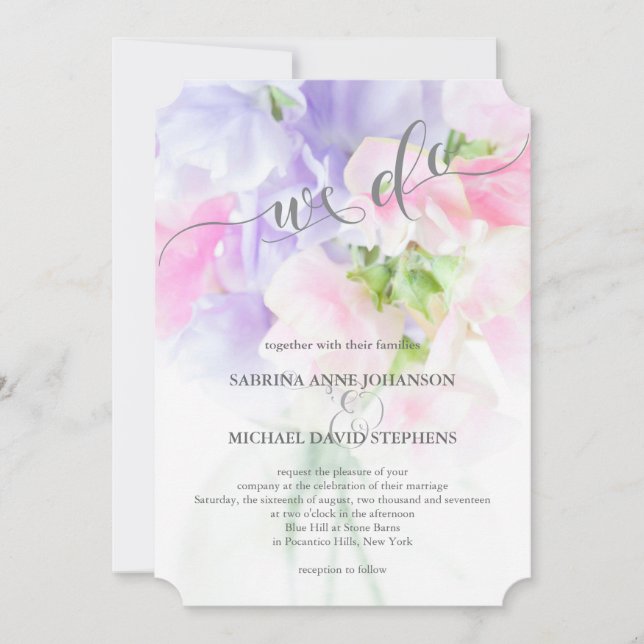 Invitación Moda FLORAL BODA PÁGINAS DULCES (Anverso)