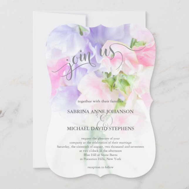 Invitación Moda FLORAL BODA PÁGINAS DULCES (Anverso)