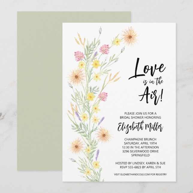 Invitación Moda Floral Bridal Shower (Anverso / Reverso)