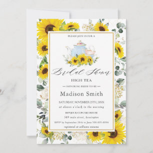 Invitación Moda Floral de girasol alta Fiesta de té ducha de