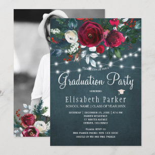 Invitación Moda floral de invierno fiesta de graduación de FO