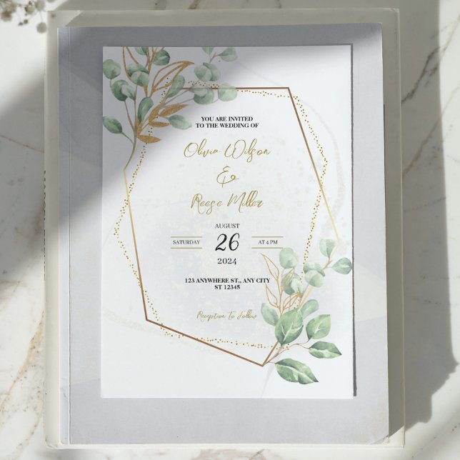 Invitación Moda floral de lujo de lujo de oro Boda elegante (Subido por el creador)