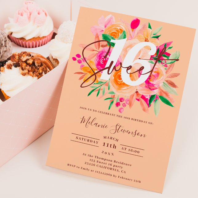 Invitación Moda floral de melocotón rosa de otoño moderno. Sw (Subido por el creador)