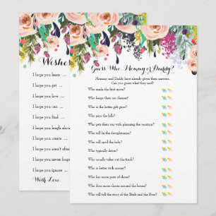 Invitación Moda Floral Garden Baby Shower Games x2