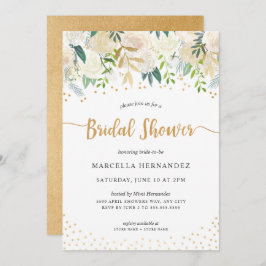 Invitación Moda Floral Gold Bridal Shower