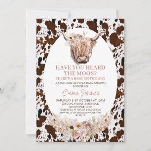 Invitación Moda Floral Highland Piel de vaca de vaca Baby Sho