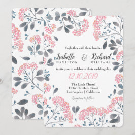Invitación Moda floral marco rosa gris boda de acuarela