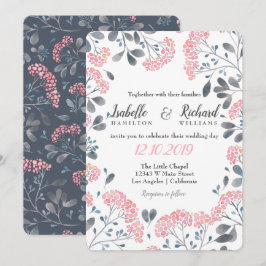 Invitación Moda floral marco rosa gris boda de acuarela