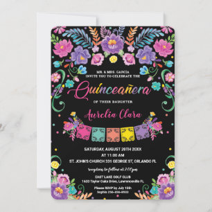 Invitación Moda Floral Mexicana Quinceañera 15 Anos Cumpleaño