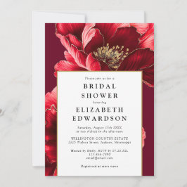 Invitación Moda floral moderna de Borgoña Ducha nupcial