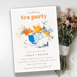 Invitación Moda Floral moderna Tea Cup Boda Tea Fiesta