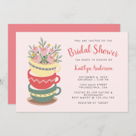 Invitación Moda Floral Rosa Bridal Shower Fiesta de té