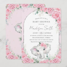 Moda Floral Rosa Dulce Elefante Baby Shower