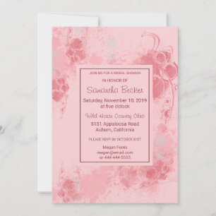 Invitación Moda Floral Rubor Paint Splatter Bridal Shower