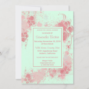 Invitación Moda Floral Rubor Paint Splatter Bridal Shower